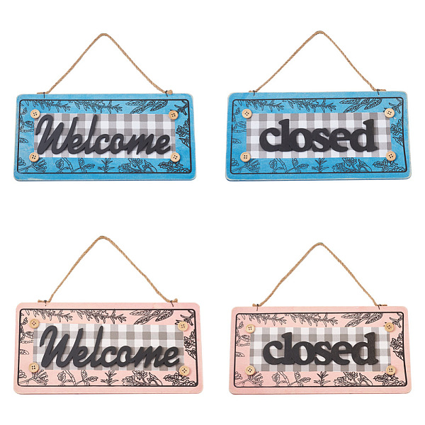 

PandaHall Crafans 2Pcs 2 Color Wooden Doorplate Decorations, Dual Front Rectangle with Word WELCOME & ClOSED, Mixed Color, 1pc/color, 2color..., Multicolor