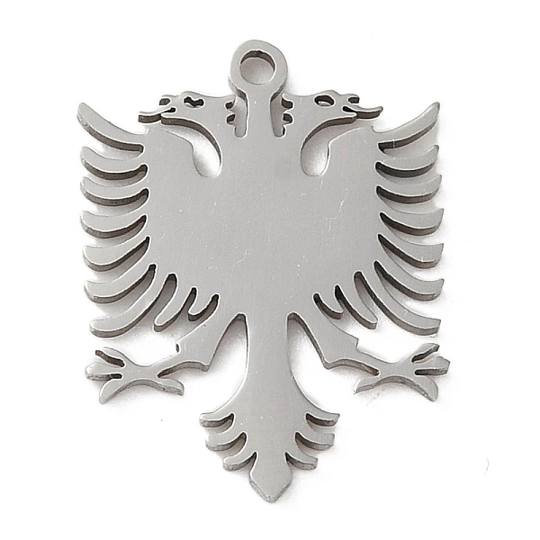 

PandaHall 5Pcs 201 Stainless Steel Pendants, Laser Cut, Albanian Double Head Eagle Charm, Stainless Steel Color, 18x13.5x1mm, Hole: 1.2mm...