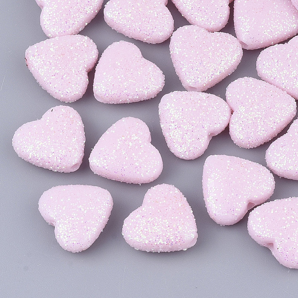 

PandaHall Opaque Acrylic Beads, with Glitter Powder, Heart, Pink, 12.5x13.5x6mm, Hole: 1.5mm Acrylic Heart Pink