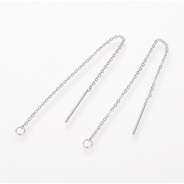 

PandaHall 304 Stainless Steel Earring Findings, Ear Threads, Stainless Steel Color, 98x0.5mm, Pin: 0.8mm 304 Stainless Steel Others