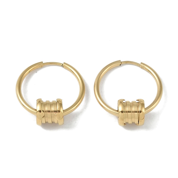 

PandaHall 304 Stainless Steel Earrings, Hoop Earrings, Column, Real 18K Gold Plated, 27x24.5mm 304 Stainless Steel Column