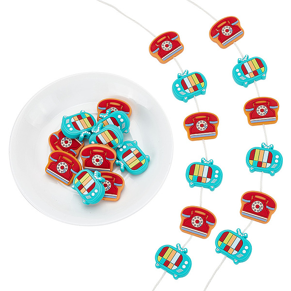 

PandaHall GOMAKERER 16Pcs 2 Style Television/Telephone Food Grade Silicone Beads, Chewing Beads For Teethers, DIY Nursing Necklaces Making...