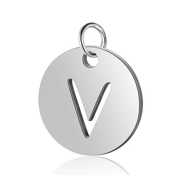 

PandaHall 304 Stainless Steel Charms, Flat Round with Letter, Stainless Steel Color, Letter.V, 12x1mm, Hole: 2.5mm 304 Stainless Steel...