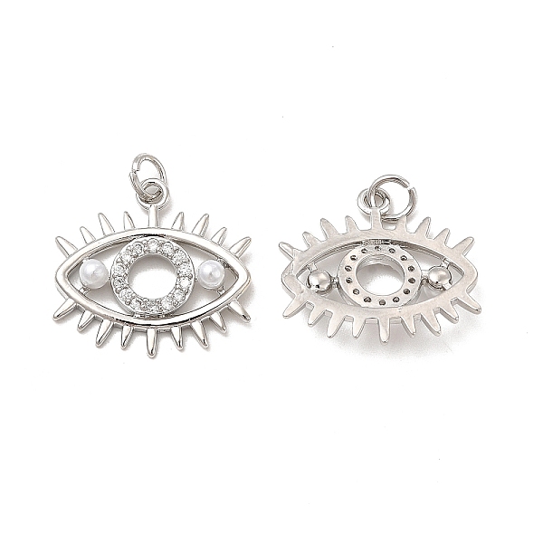 

PandaHall Brass Micro Pave Cubic Zirconia Pendants, with Jump Ring, Eye Charm, Platinum, 19.5x20x3.5mm, Hole: 3.3mm Brass+Cubic Zirconia Eye..., Clear