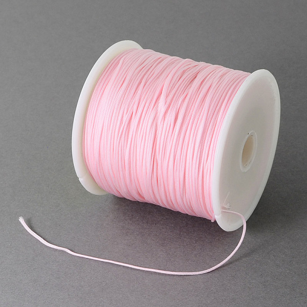 

PandaHall Braided Nylon Thread, Chinese Knotting Cord Beading Cord for Beading Jewelry Making, Pink, 0.5mm, about 150yards/roll Nylon Pink