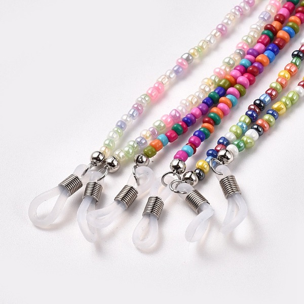 

PandaHall Eyeglasses Chains, Neck Strap for Eyeglasses, with Glass Seed Beads, Rubber Loop Ends and Brass Findings, Mixed Color, 30.9 inch..., Multicolor