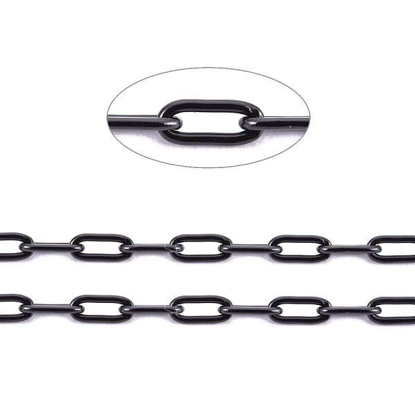 

PandaHall 304 Stainless Steel Paperclip Chains, Soldered, with Spool, Electrophoresis Black, 3x1.5x0.3mm, about 32.8 Feet(10m)/roll 304...