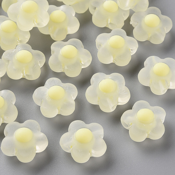

PandaHall Transparent Acrylic Beads, Frosted, Bead in Bead, Flower, Light Yellow, 16.5x17x9.5mm, Hole: 2.5mm, about 390pcs/500g Acrylic...