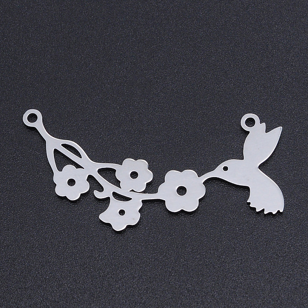 

PandaHall 201 Stainless Steel Links connectors, Laser Cut Links, Flower with Bird, Stainless Steel Color, 40x19.5x1mm, Hole: 1.5mm 201...