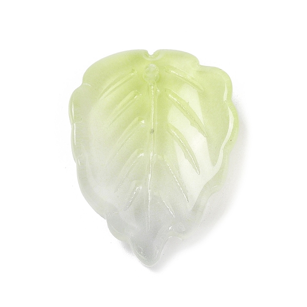

PandaHall Glass Pendants, Strawberry Leaf Charms, Yellow Green, 22x16x7.5mm, Hole: 1.2mm Glass Leaf