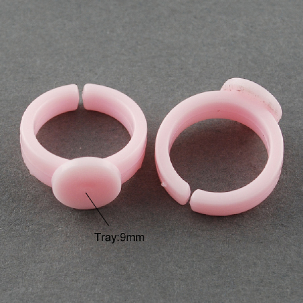 

PandaHall Cuff Colorful Acrylic Ring Components, for Kids, Pink, 14mm, Tray: 9mm Acrylic Pink