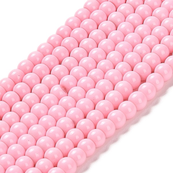 

PandaHall Painted Glass Bead Strands, Baking Paint, Round, Pearl Pink, 4mm, Hole: 1.1~1.3mm, about 200pcs/strand, 31.4 inch Glass Round Pink