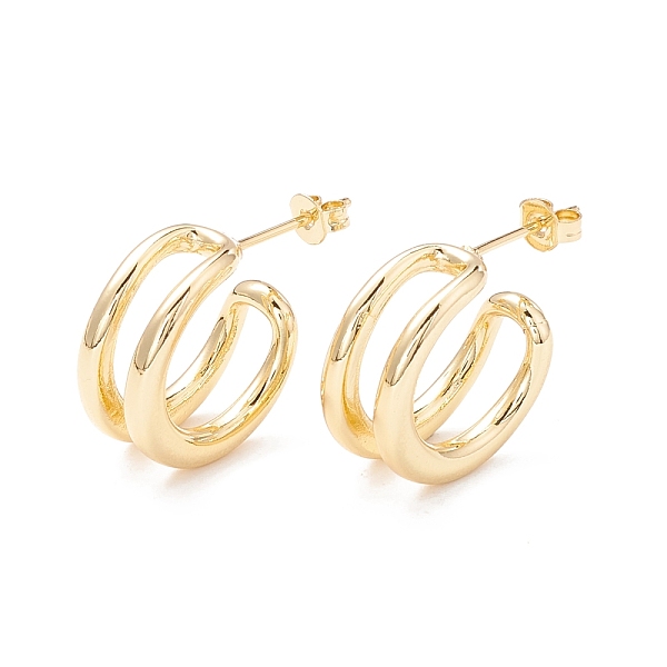 

PandaHall Wire Wrap C-shape Stud Earrings, Half Hoop Earrings, Brass Open Hoop Earrings for Women, Real 18K Gold Plated, 18x25x8mm, Pin...
