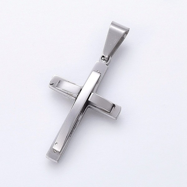 

PandaHall 304 Stainless Steel Pendants, Cross, Stainless Steel Color, 32x20x5mm, Hole: 10x5mm 304 Stainless Steel Cross