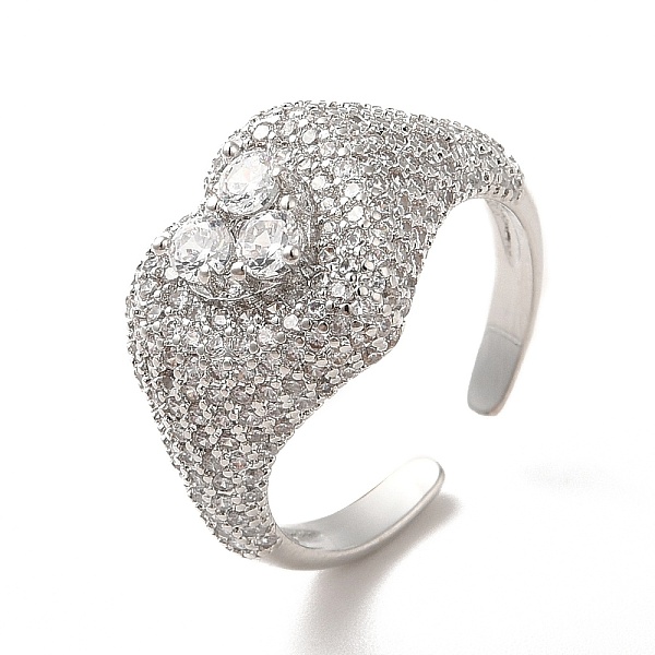 

PandaHall Cubic Zirconia Heart Open Cuff Ring, Real Platinum Plated Brass Wide Ring for Women, Clear, US Size 6 3/4(17.1mm) Brass+Cubic...