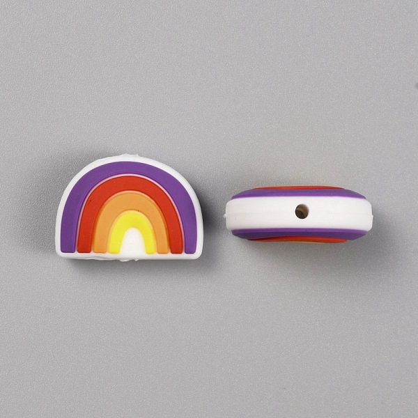 

PandaHall Silicone Beads, For Teethers, Rainbow Shaped, Medium Purple, 18x25x9mm, Hole: 2mm Silicone Rainbow