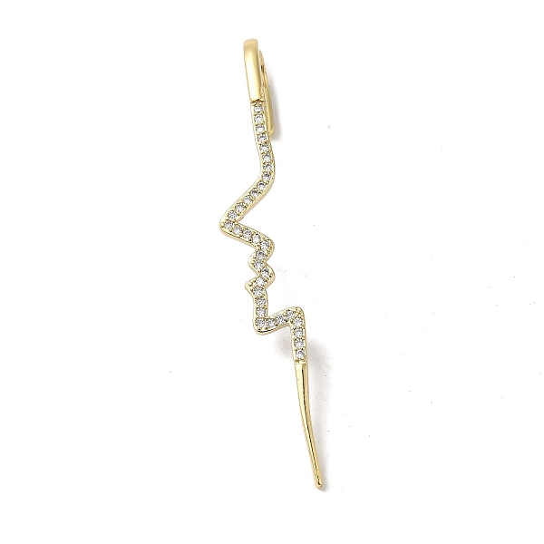 

PandaHall Brass Micro Pave Clear Cubic Zirconia Ear Wrap Crawler Hook Earrings for Women, Real 18K Gold Plated, Lightning Bolt, 64.5x9mm...