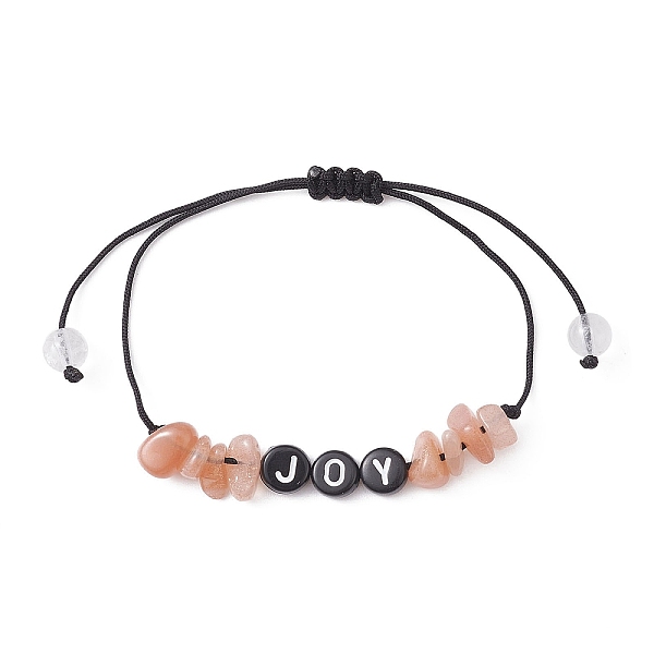 

PandaHall Natural Sunstone Chip Braided Bead Bracelets, Acrylic Word Bead Adjustable Bracelets for Women, Inner Diameter: 5/8~3-1/4 inch...