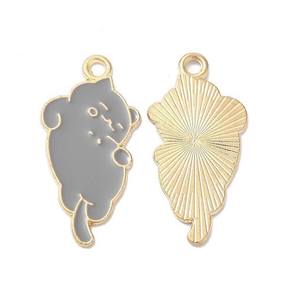 

PandaHall Alloy Enamel Pendants, Golden, Cat Charm, Gray, 31x15.5x1mm, Hole: 2.3mm Alloy+Enamel Cat Shape Gray