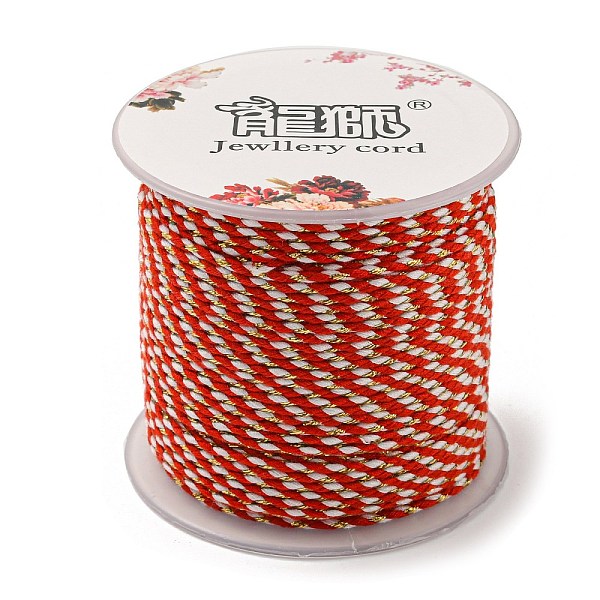

PandaHall 4-Ply Polycotton Cord, Handmade Macrame Cotton Rope, with Gold Wire, for String Wall Hangings Plant Hanger, DIY Craft String..., Red