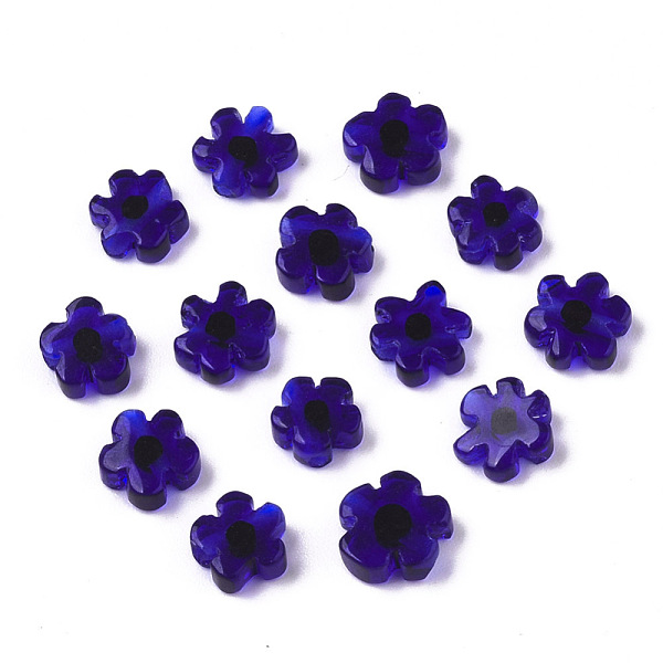 

PandaHall Glass Beads, Flower, Blue, 5~7x5~7x2~3mm, Hole: 1mm Glass Flower Blue