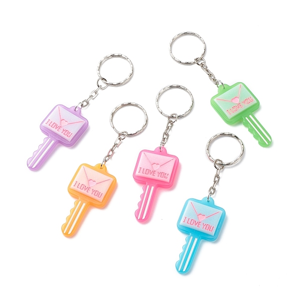 

PandaHall Envelope Key with Word I Love You Resin Charms Keychain, with Iron Findings, Mixed Color, 10.7cm Resin Key Multicolor