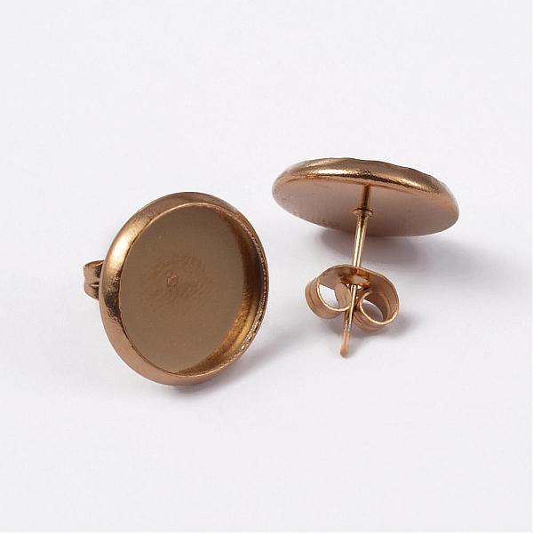 

PandaHall Ion Plating(IP) 304 Stainless Steel Stud Earring Settings, Golden, Tray: 12mm, 13x14mm, Pin: 0.8mm 304 Stainless Steel Others