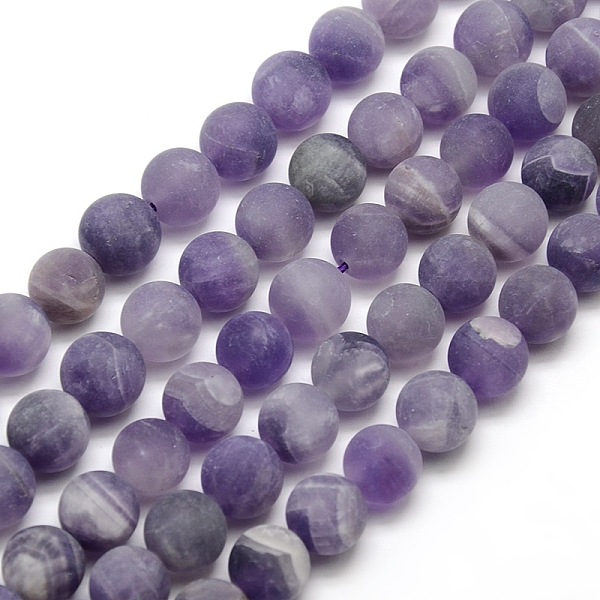 

PandaHall Frosted Natural Amethyst Round Bead Strands, 12mm, Hole: 1mm, about 30~32pcs/strand, 14.9~15.6 inch Amethyst Round
