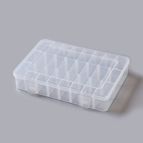 

PandaHall Plastic Bead Containers, Adjustable Dividers Box, 24 Compartments, Rectangle, Clear, 20.3x15.5x3.8cm, Compartments: 2.6x4.5cm, 24...