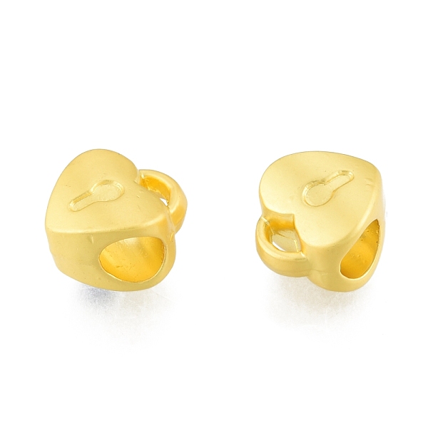 

PandaHall Alloy European Beads, Large Hole Beads, Matte Style, Heart Lock, Matte Gold Color, 11x10x7mm, Hole: 4.5mm Alloy Lock