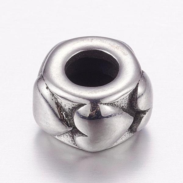

PandaHall 304 Stainless Steel European Beads, Large Hole Beads, Column with Heart, Antique Silver, 10x6mm, Hole: 5mm 304 Stainless Steel...