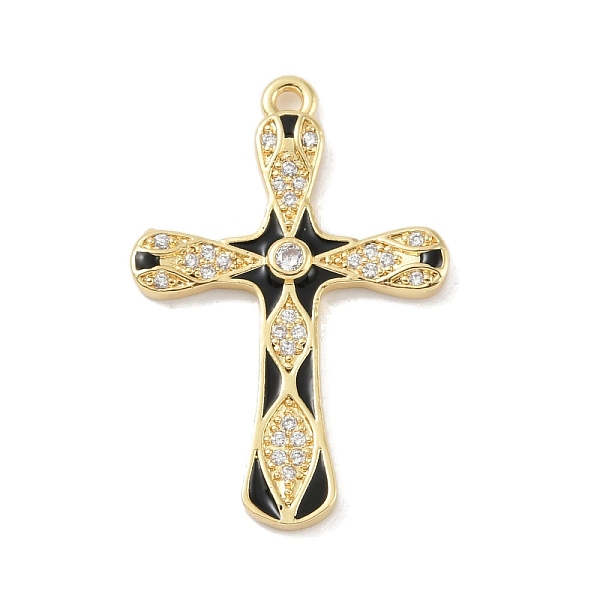 

PandaHall Rack Plating Brass Micro Pave Cubic Zirconia Pendants, with Enamel, Long-Lasting Plated, Lead Free & Cadmium Free, Real 18K Gold..., Black