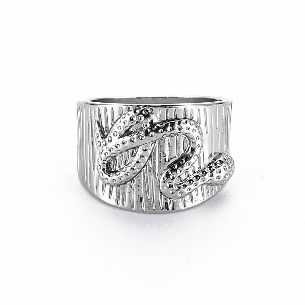 

PandaHall Snake Pattern Rack Plating Alloy Wide Band Rings, Cadmium Free & Lead Free, Platinum, US Size 8(18.1mm) Alloy Other Animal