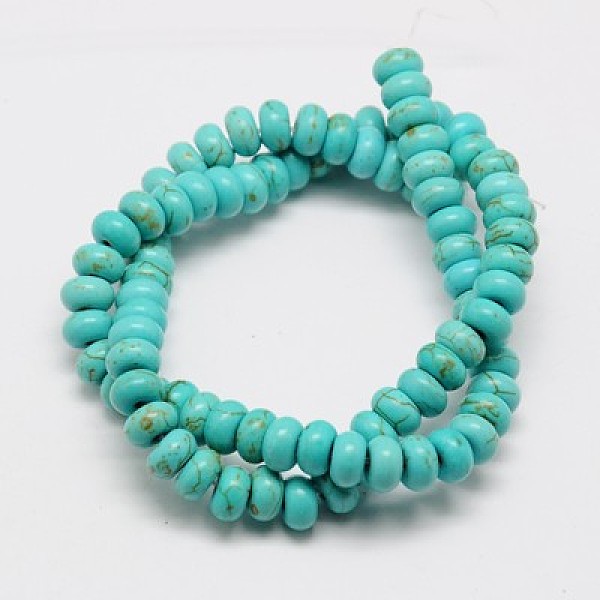 

PandaHall Synthetic Turquoise Beads Strands, Dyed, Rondelle, Turquoise, 4x2mm, Hole: 1mm, about 160pcs/strand, 15.5 inch Synthetic Turquoise..., Green