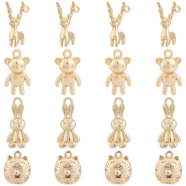 

PandaHall SUPERFINDINGS 16Ppcs 4 Style Rack Plating Brass Pendants, Long-Lasting Plated, Lead Free & Cadmium Free, Mixed Shape, Light Gold...