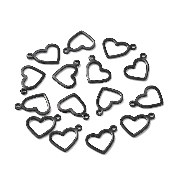 

PandaHall Ion Plating(IP) 304 Stainless Steel Open Pendants,, Heart, Hollow, Electrophoresis Black, 10x14x0.8mm, Hole: 1.4mm 304 Stainless...