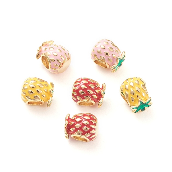 

PandaHall Brass European Beads, Large Hole Beads, Long-lasting Plated, Pineapple, Real 18K Gold Plated, Mixed Color, 10x8.5x8.5mm, Hole: 4mm..., Multicolor