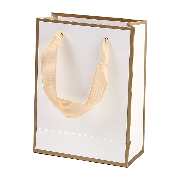 

PandaHall Rectangle Paper Bags with Ribbon Handles, for Gift Bags and Shopping Bags, White, 20x10x28cm Paper Rectangle White