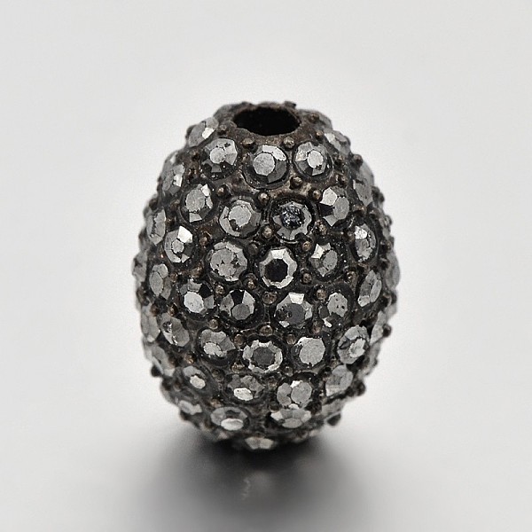 

PandaHall Gunmetal Tone Alloy Grade A Rhinestone Oval Beads, Hematite, 13x9mm, Hole: 2mm Alloy+Rhinestone Oval Black