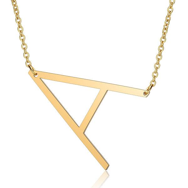 

PandaHall 201 Stainless Steel Initial Pendants Necklaces, with Cable Chains, Letter, Letter.A, 17.3~18.3 inch(44~46.5cm)x1.5mm, LetterA...