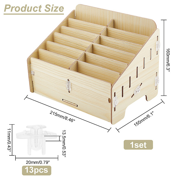 

PandaHall 12 Grid Wooden Assembly Desktop Organizers, Mobile Phone Management Storage Box, Card Display Rack, Wheat, Finished: 215x155x160mm..., Orange