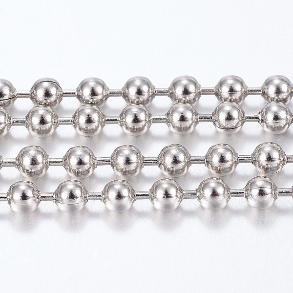 

PandaHall 304 Stainless Steel Ball Chains, with Spool, Round, Stainless Steel Color, 2.5mm, about 65.61 Feet(20m)/roll 304 Stainless Steel