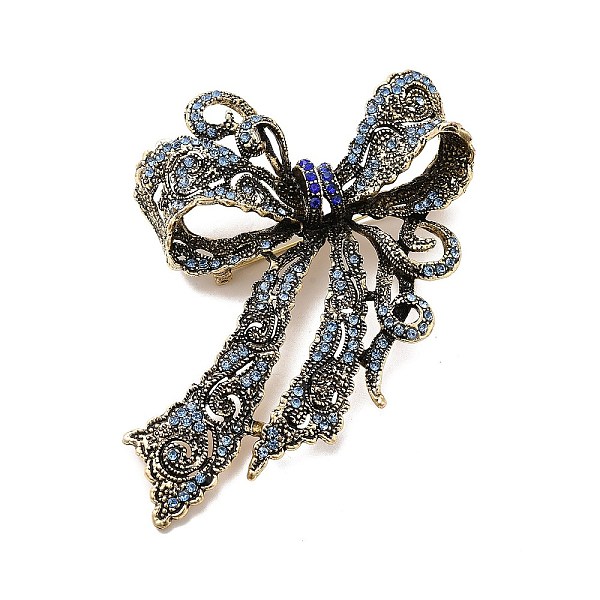 

PandaHall Aquamarine Rhinestone Bowknot Brooch Pin, Alloy Lapel Pin for Women, Antique Golden, 89x83x14mm, Pin: 1mm Alloy+Rhinestone Cyan