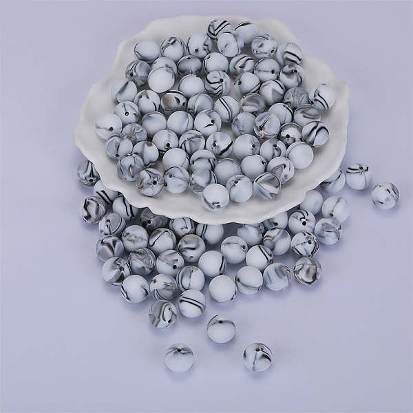 

PandaHall Round Silicone Focal Beads, Chewing Beads For Teethers, DIY Nursing Necklaces Making, Two Tone, WhiteSmoke, 15mm, Hole: 2mm..., White