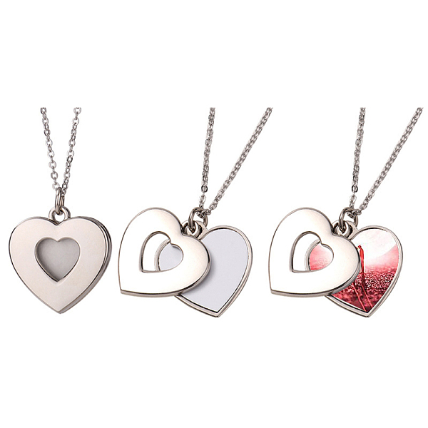 

PandaHall Sublimation Blank Aluminum Pendant Necklace, Alloy Blank Photo Picture Pendant Necklace for Valentine's Day, Platinum, Heart...
