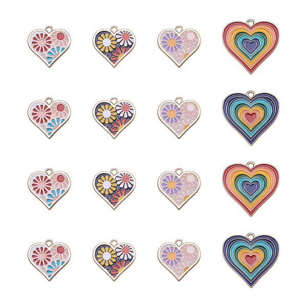 

PandaHall Kissitty 20Pcs 5 Style Heart Alloy Enamel Pendants, Light Gold, for DIY Jewelry Earring Keychains Accessories, Mixed Color..., Multicolor