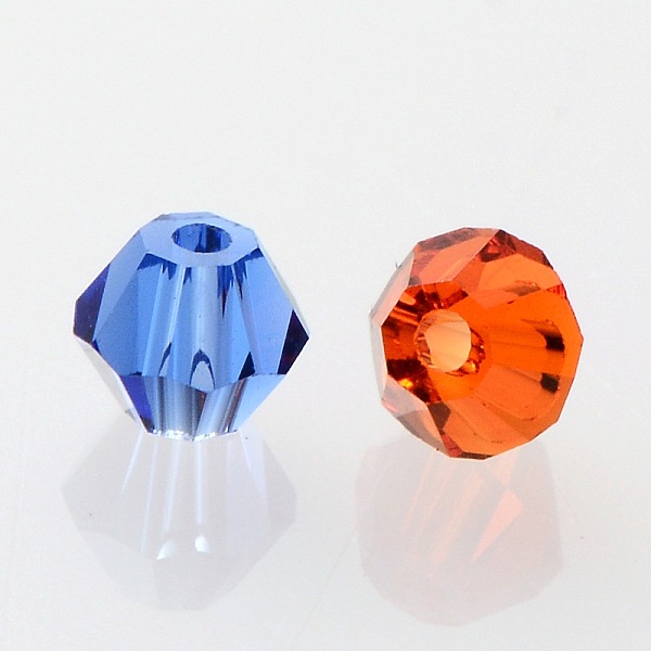 Faceted Bicone Transparent Glass Beads