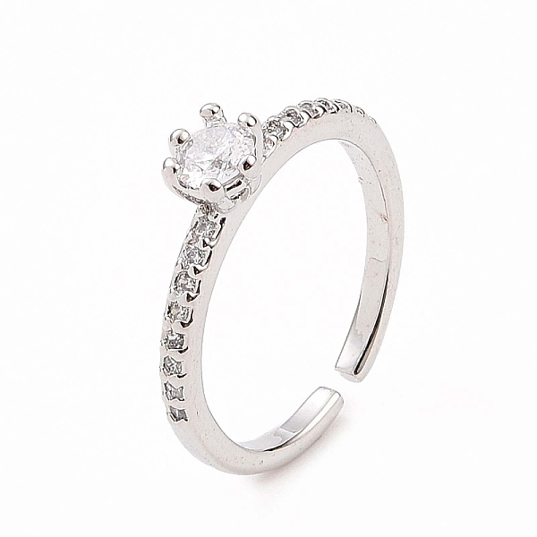 

PandaHall Clear Cubic Zirconia Diamond Open Cuff Ring, Brass Jewelry for Women, Platinum, Inner Diameter: 15.5mm Brass+Cubic Zirconia Clear