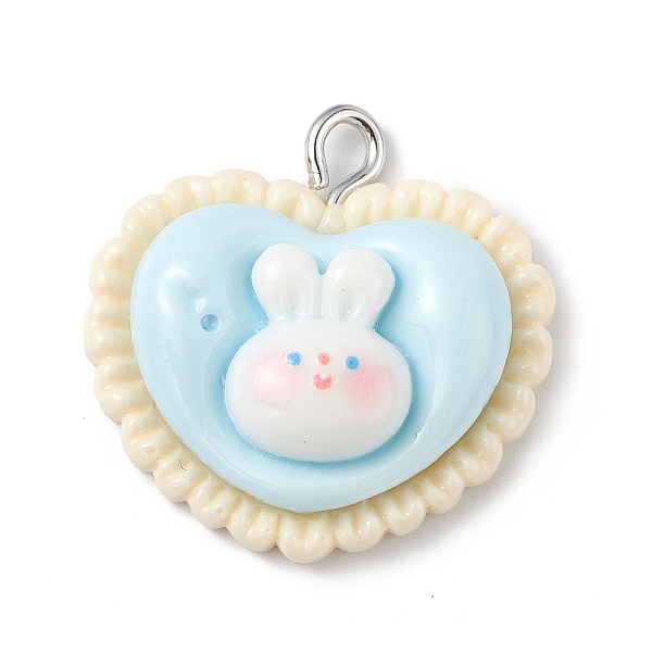 

PandaHall Opaque Resin Pendants, Rabbit Charms, with Platinum Tone Iron Loops, Heart, 22.5x22.5x7mm, Hole: 2mm Iron+Resin Heart