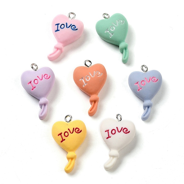 

PandaHall Opaque Resin Pendants, Heart Balloon Charms with Platinum Plated Iron Loops, Mixed Color, 28.5x16.5x9mm, Hole: 2mm Iron+Resin..., Multicolor